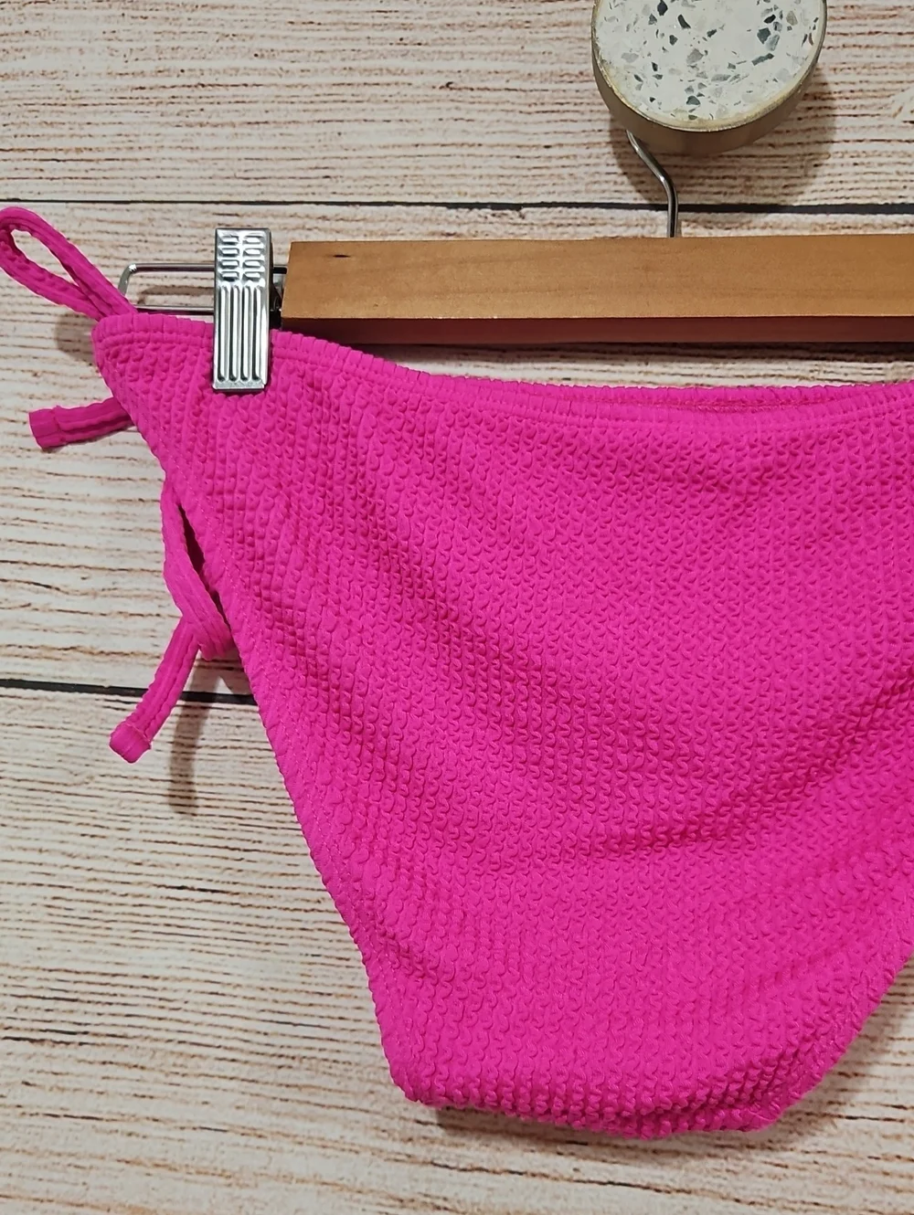 Lucky Brand Hot Pink Side-Tie Textured Bikini Bottoms Medium